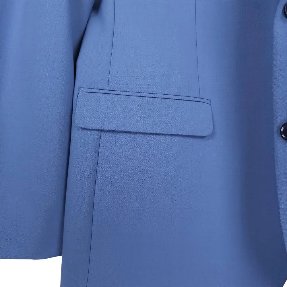 Bar III Mens Slim Fit Suit Jacket Blazer 38L Light Blue Solid Power Stretch Wool